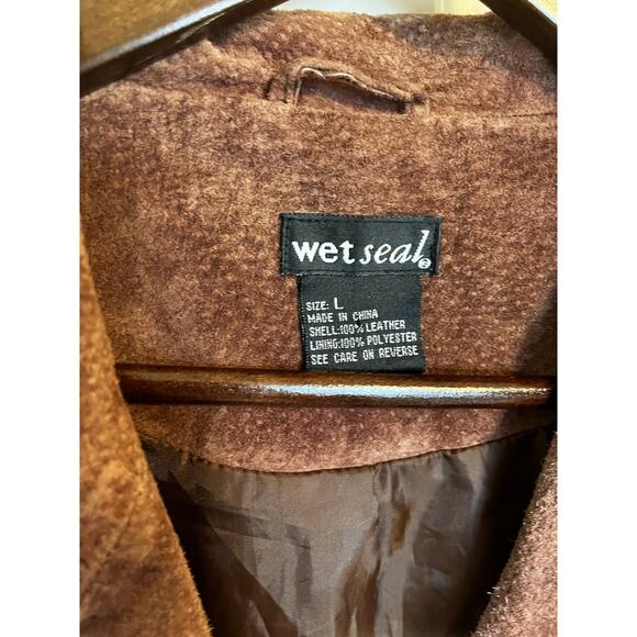 Wet Seal Vintage Y2K Suede Leather Jacket Brown Large - Picture 3 of 6